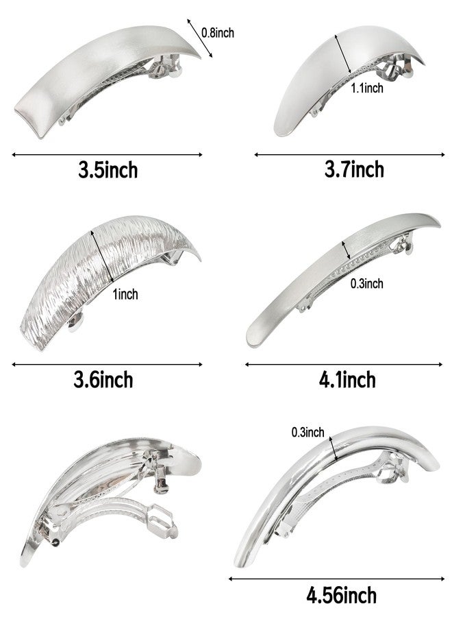 DeD Pack of 5 Women Hair Clips Metal Hair Pins Simple Retro Large Hair Barrettes French Clip Barrettes For Women Lady(Silver) - Image 2